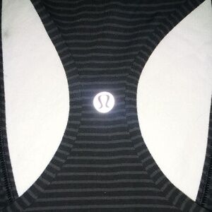 Unverified Lululemon LONG Black & Grey Striped Racerback Tank Top